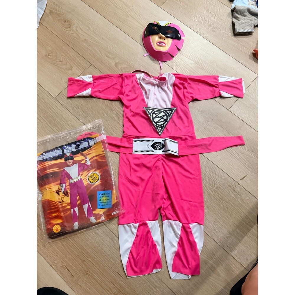 Vintage Rubies power ranger Pink ranger sonic trooper costume kids M 4-6 Mask